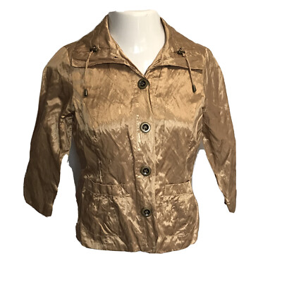 Ruby Rd Classy Button Down Blazer Jacket ~ Sz 6P ~ Light Gold ~ 3/4 Sleeve 