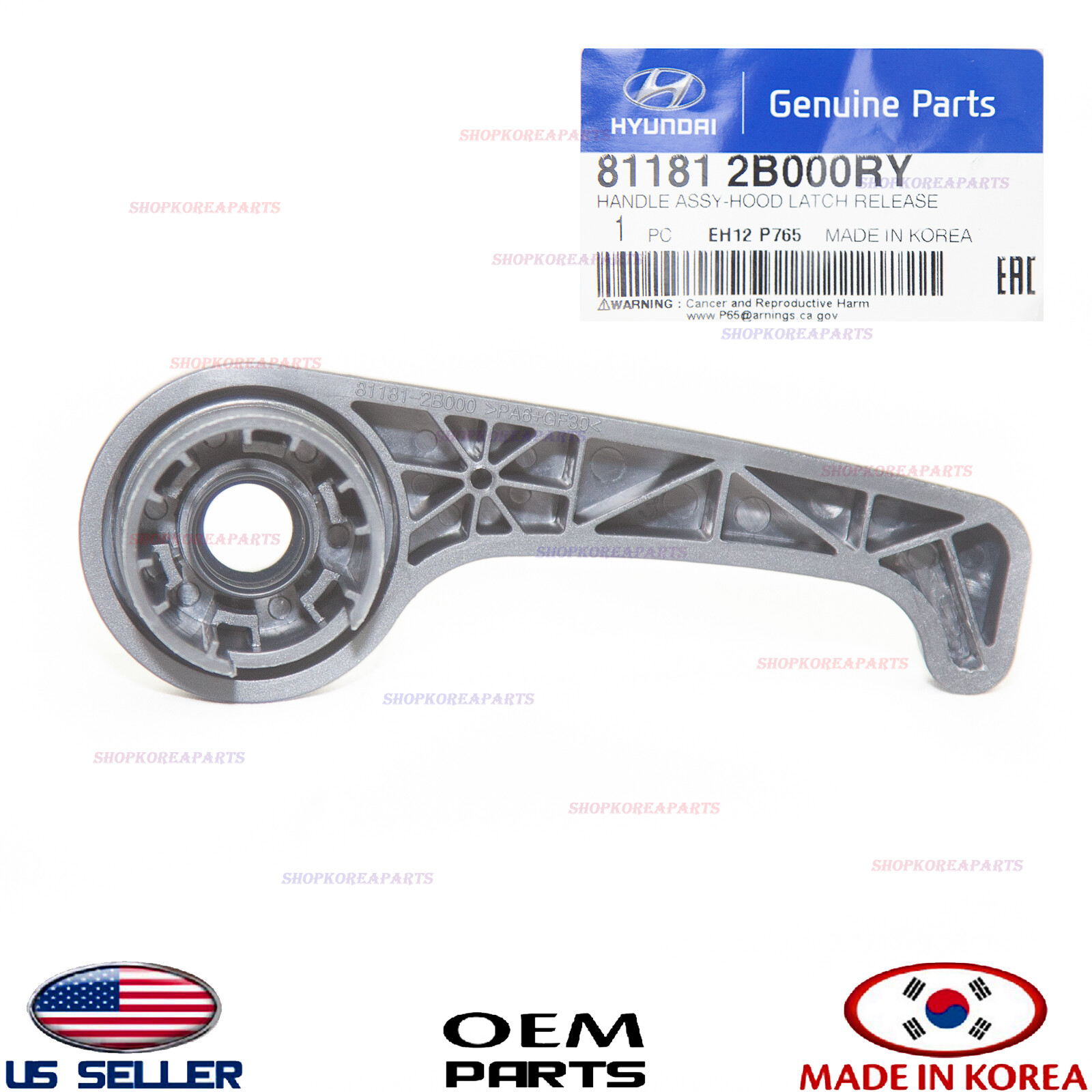 ✓Genuine✓ Hood Lanch Release Handle Black ⭐OEM⭐ HYUNDAI