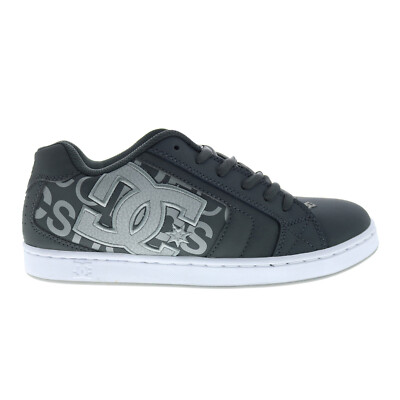 DC Net 302361-HGW Mens Gray Leather Lace Up Skate Inspired Sneakers Shoes