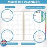 2026 Monthly Planner - Monthly Calendar 2026, 8'' x 10'', PP Cover, Colorful 12 Months Tabs, JAN 2026-DEC 2026, 2025 Planner with 2-Sides Pockets - Black