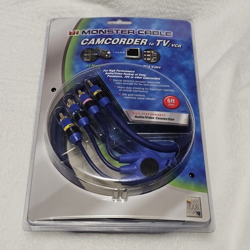 MONSTER CABLE Camcorder to TV/VCR 24K Mini Jack to RCA Audio/Video 6 ft NEW