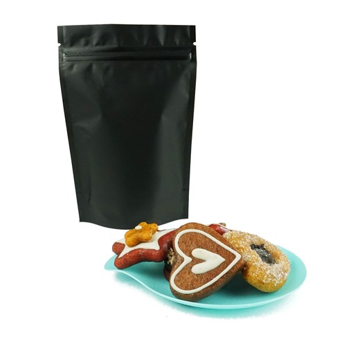 100 Matte Black Food Safe Mylar Foil Favor Treat Bags, Resealable Snack Pouches