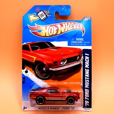 2012 Hot Wheels #118 '70 Ford Mustang Mach 1 Red 8/10 Muscle Mania Ford '12 MC5