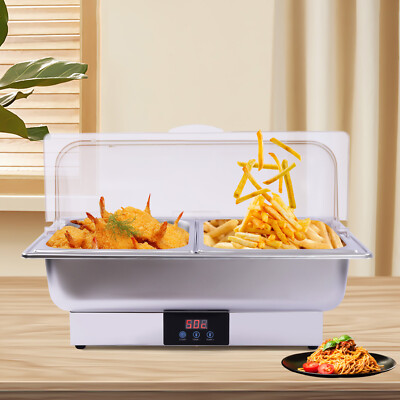 Commercial 2-Well Buffet Food Warmer 5.7L For Restaurants, Hotels W/Half Cover
