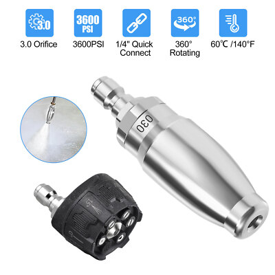 360° Rotating Pressure Washer Nozzle 6-in-1 Adjustable Spray 1/4'' Quick Connect