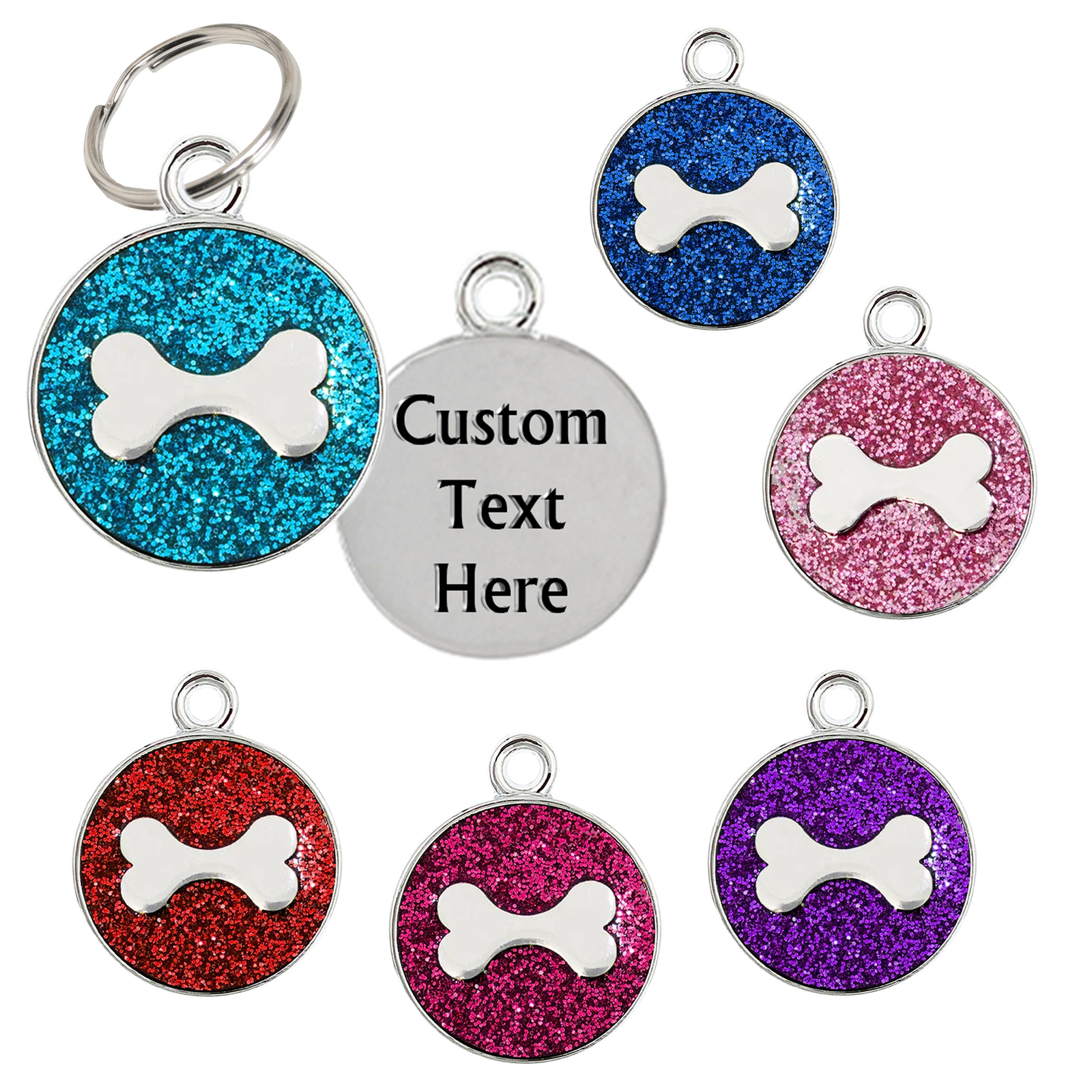 Personalised Dog Tag Round Engraved Bone Dog Cat ID Name Tag Pet Small / Large