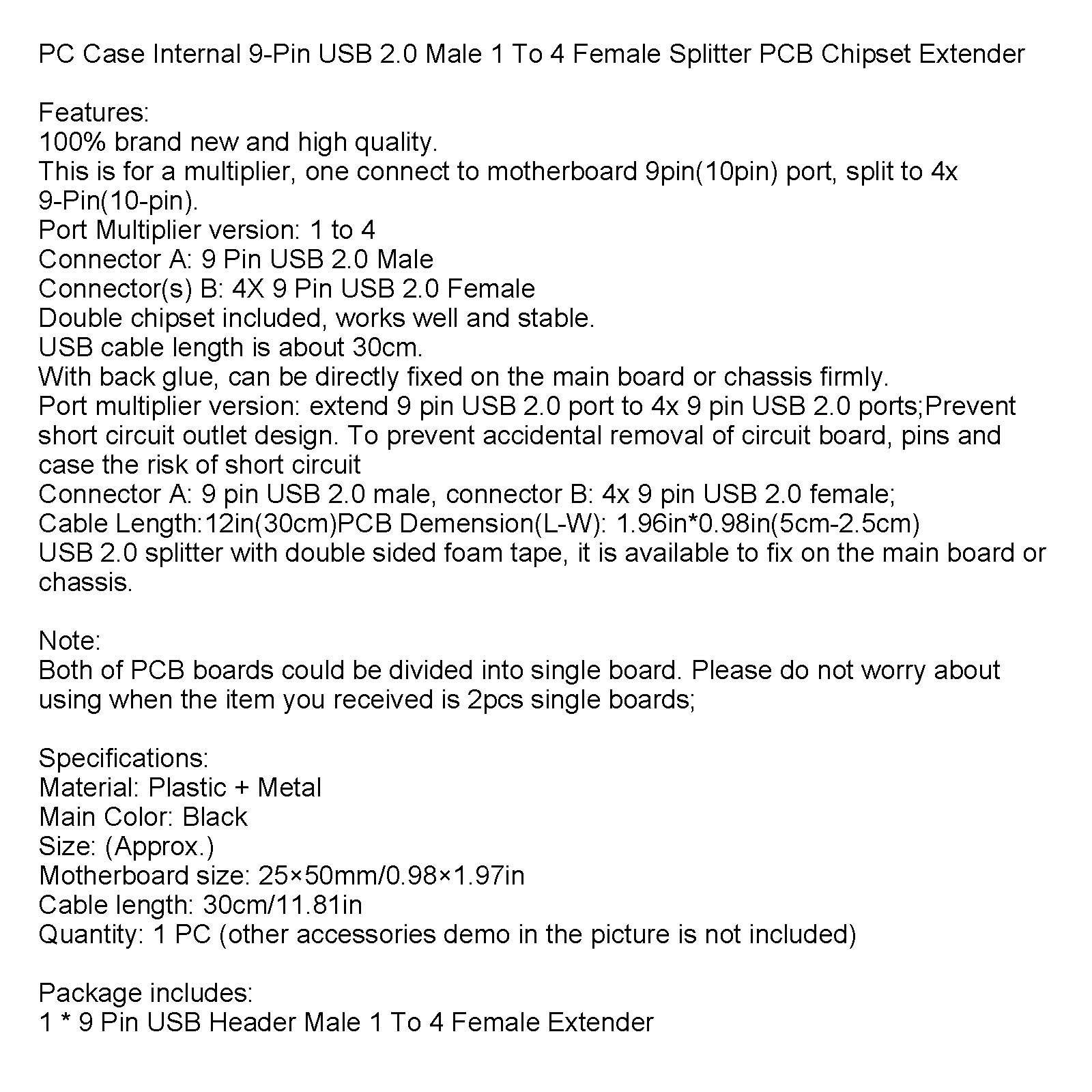 GELRHONR 2 Pièces Usb 2.0 9 Broches Femelle à Double Câble D'extension Mâle 9 Broches, Carte