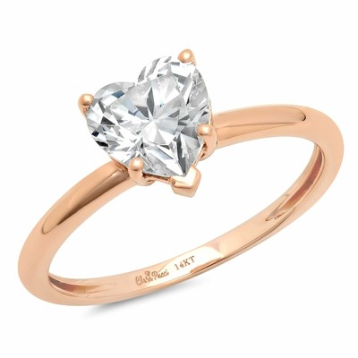 Pre-owned Pucci 2.0 Ct Brilliant Heart Shaped Cut Solitaire Engagement Ring Real 14k Rose Gold In White/colorless