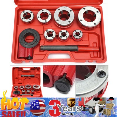 BSPT Pipe Threader 3/8'' to 2'' Dies Set Threading Tool Ratchet w/ Handle 7 Size