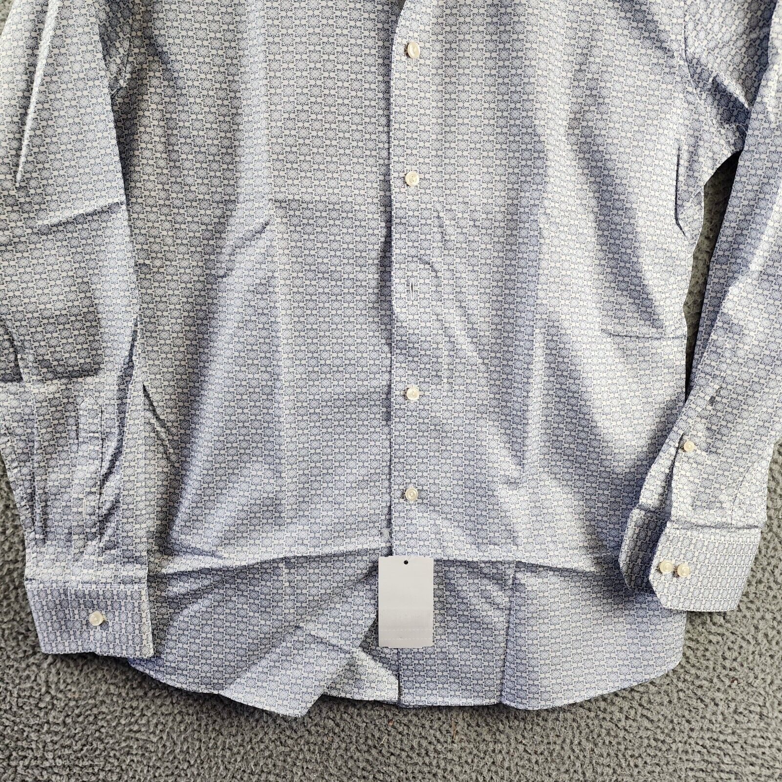 Eton Slim Fit Geometric Print Shirt Men's 16 White Point Collar Long Sleeve - Picture 4 of 14