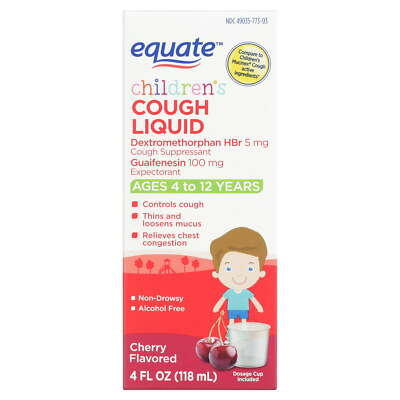 Equate Children's Cough Liquid, Cherry Flavor, 4 fl oz