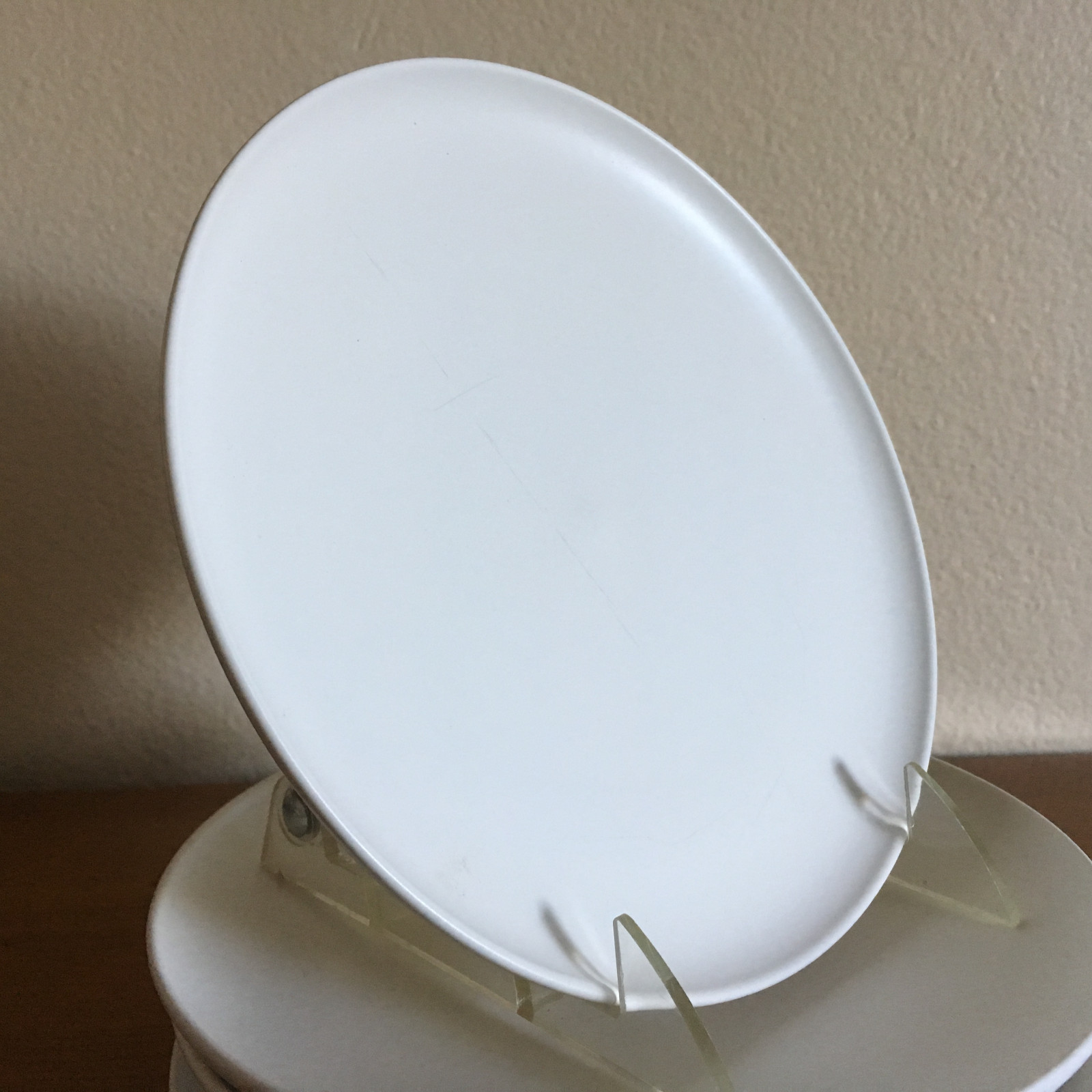 Two (2) Thierry Cheyrou Paris Plates Neiman Marcus White Satin Glaze Raynaud HTF