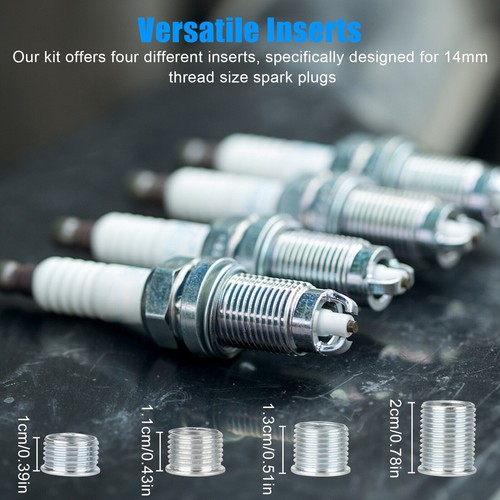 ACCS M14 x1.25mm Spark Plug Rethread Thread Repair Kit Reamer Tap With 4 Inserts
