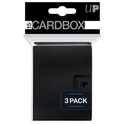 (3-Pack) Ultra Pro 15+ Card Deck Box BLACK Compact Design For Cube Draft Packs