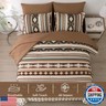 Dinjoy Brown Boho Comforter Set Queen Size,7 Pieces Bed in a Bag Queen Coffee Aztec Bedding Sets with Sheets Fall Bohemian Geometric Striped Complete Set for All Seasons 90