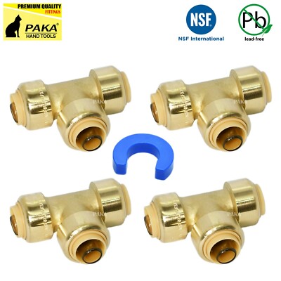 4 PC SHARKBITE STYLE PUSH FIT TEE 1/2'' X 1/2'' X 1/2''  ( LEAD FREE )  + 1 PC TOOL