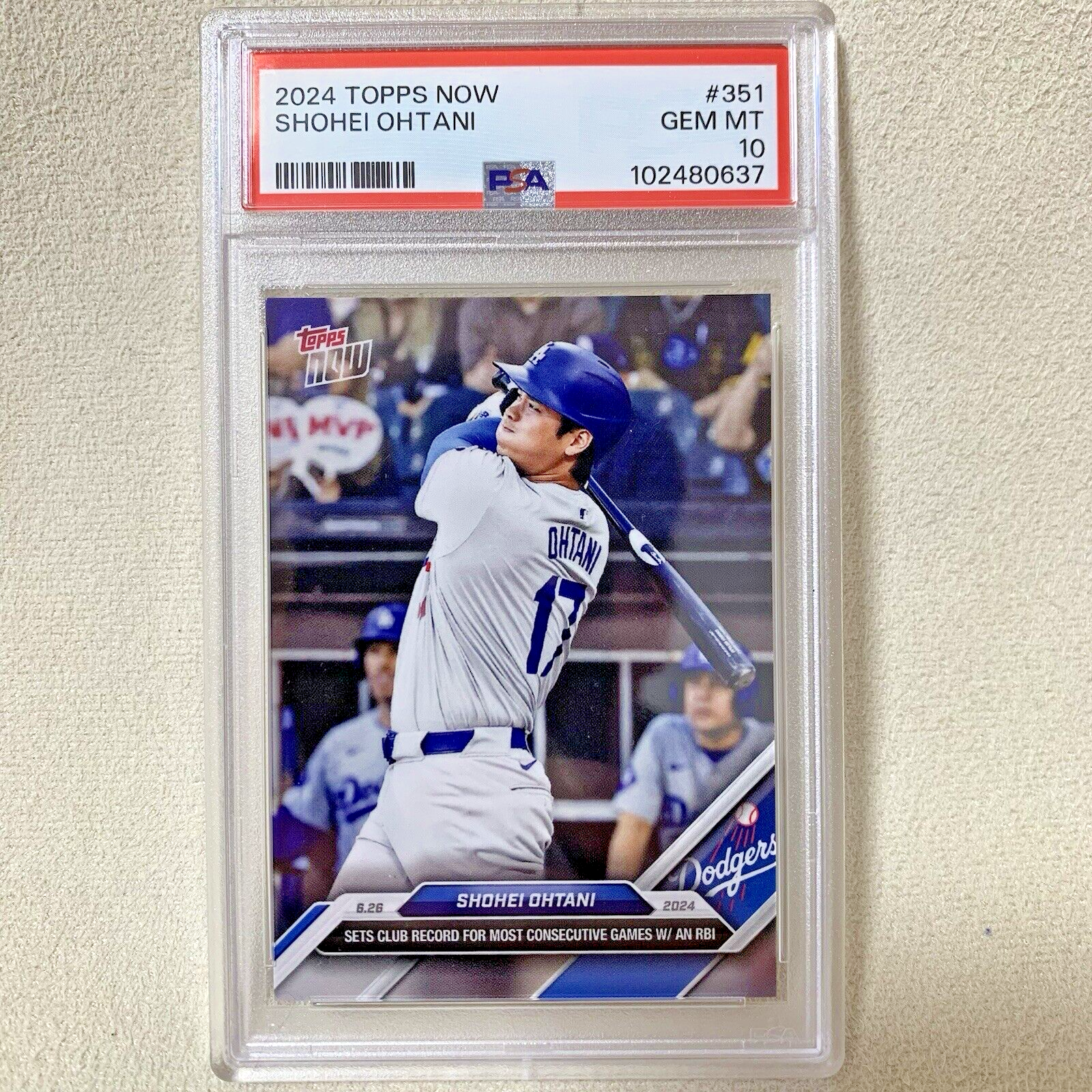 2024 Topps Now 351SP 大谷翔平 Variation PSA10 GEM MT Shohei Ohtani 2024 Topps Now Card #351 Los