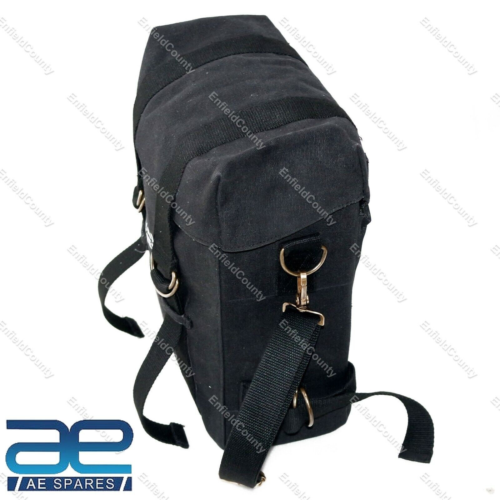 Pair Military Pannier Canvas Bag Black For Royal Enfield Classic 350 500CC 