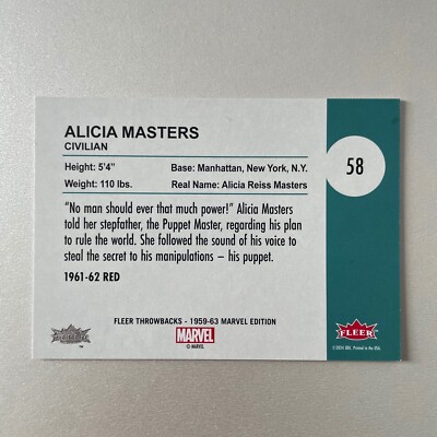 2024 Fleer Throwbacks Marvel Edition #58 Alicia Masters Red
