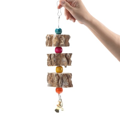 Bird Toy Crisp Bell Relieve Boredom Hanging Pet Parrot Chew Toy Natural Material