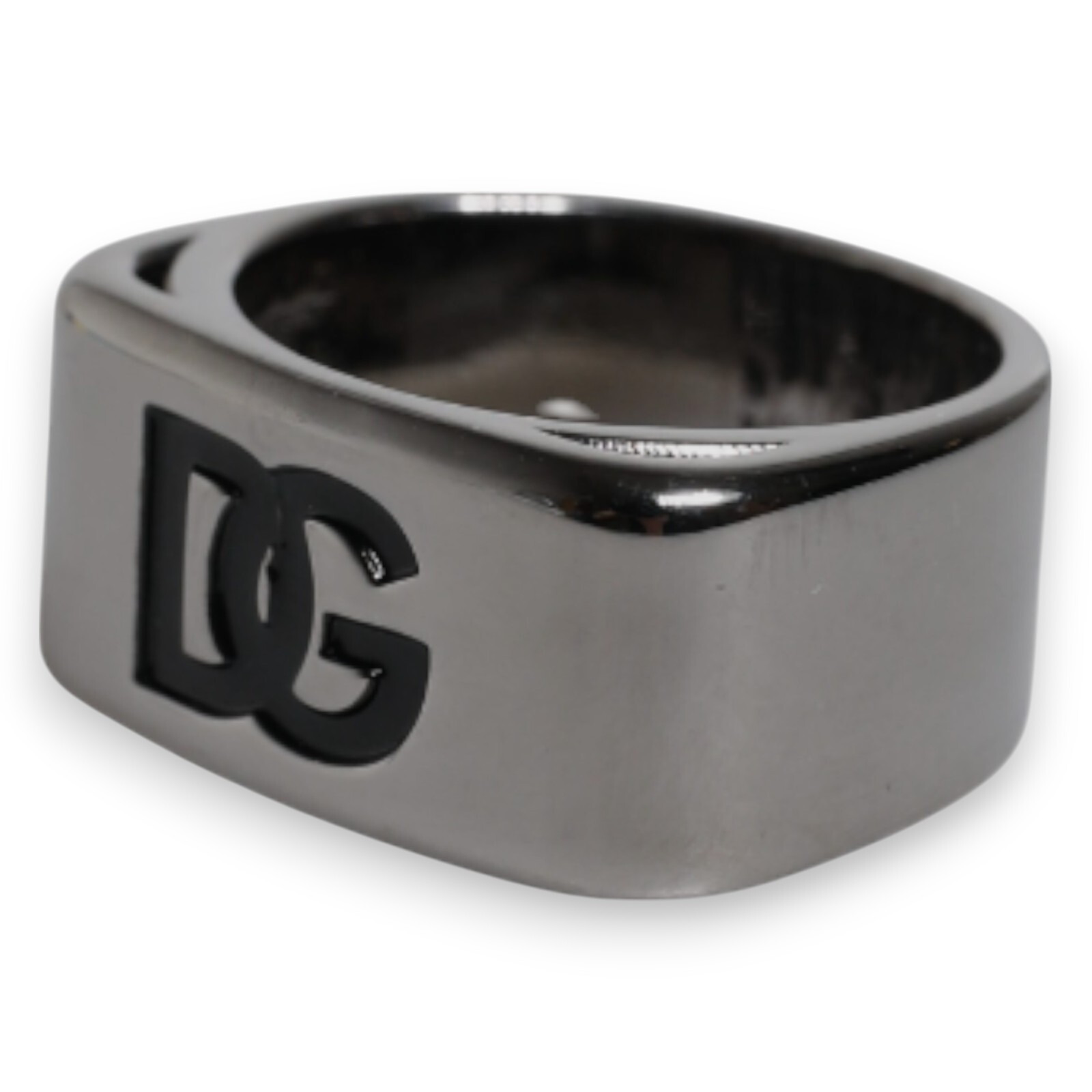 DOLCE & GABBANA Ring Silver Tone Brass Anello DG Logo Men