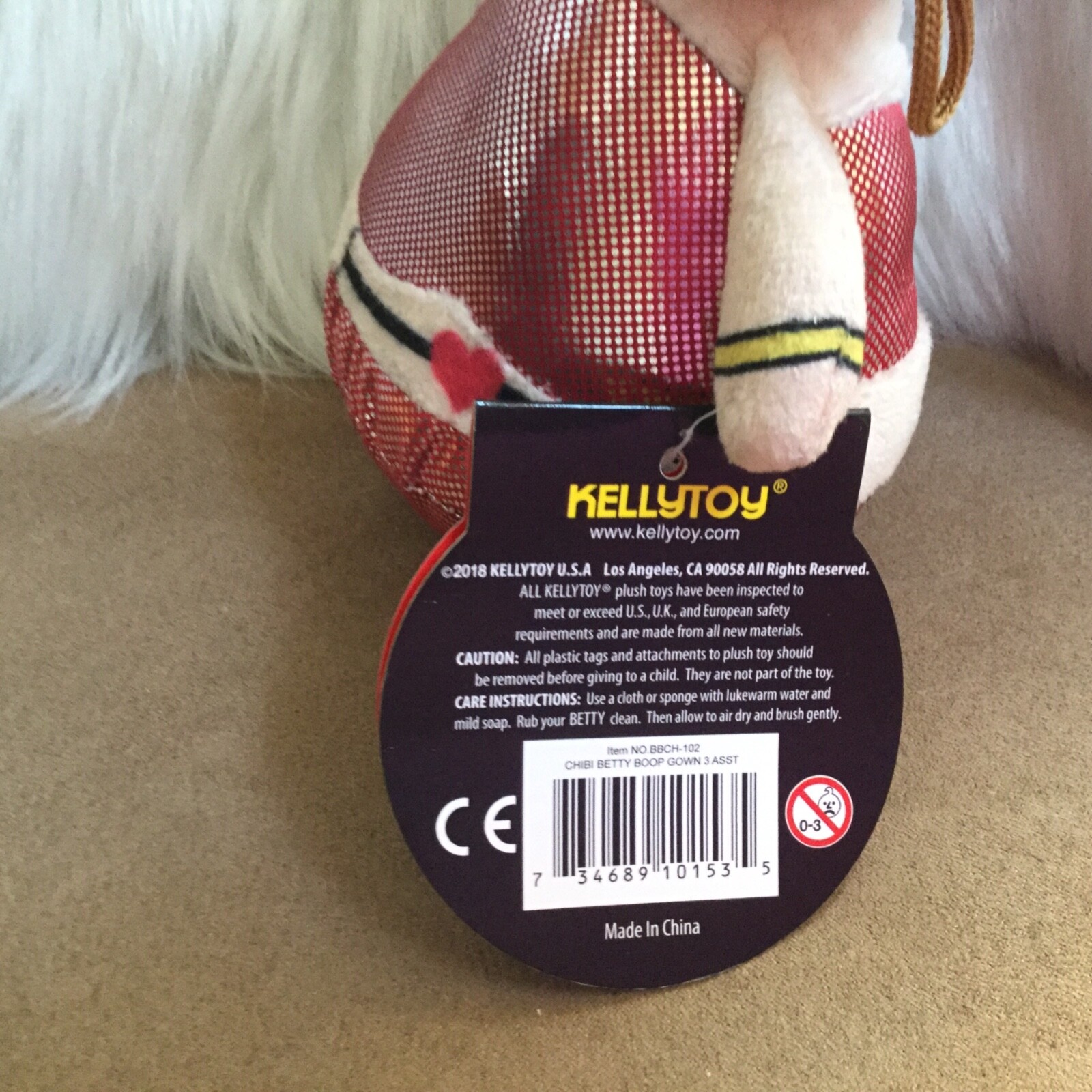 Kellytoy CHIBI BETTY BOOP Plush stuffed girl 7” tall Red & silver shiny gown