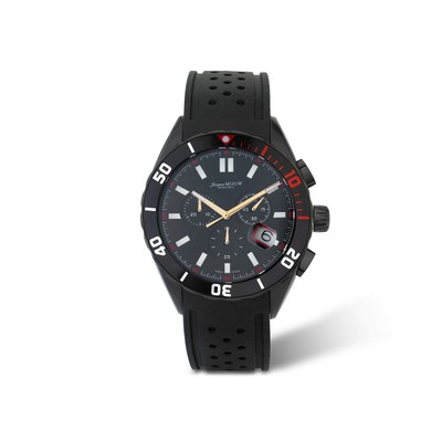 Pre-owned Jacques Mouw Swiss Watch Chronograph High Quality Quartz Black Rubber Strap