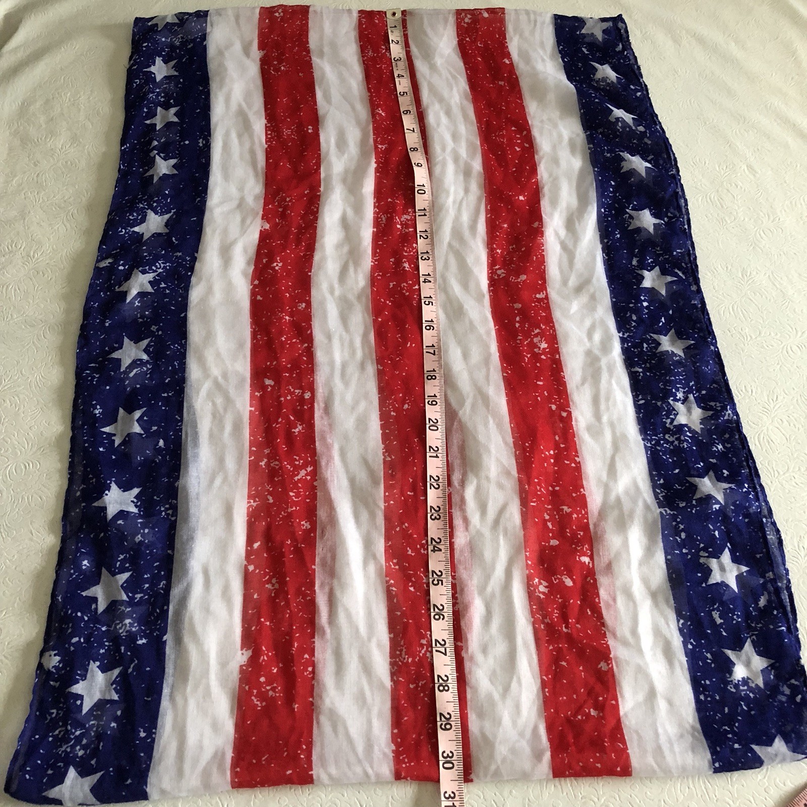 American Flag Patriotic Infinity Scarf Stars Stripes Sheer Lightweight One Size