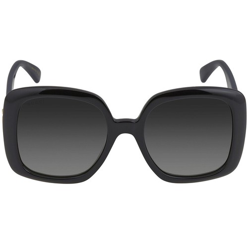 Pre-owned Gucci Women's Sunglasses Gradient Grey Nylon Lens Black Square Frame Gg0713s 001 In Gray