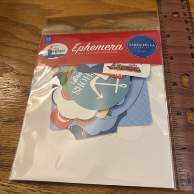 NIP Carta Bella CO 34 Die Cut Ephemera Cardstock Pieces Bon Voyage!!!