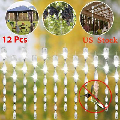 12PCS Bird Scare Rods Hanging Reflective Pest Repellent Deterrent Garden Yard US