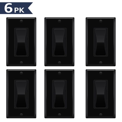 LED Decora Rocker, Single & 3-Way, CFL 600W/LED 3W-150W, 6 Pack Black Dimmer