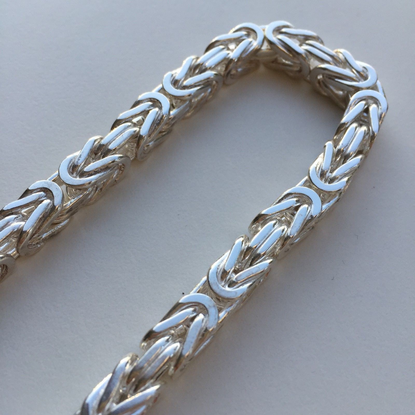 Pre-owned Handmade 8mm 925 Sterling Silver Mens Chain Necklace Byzantine Silver Chain 20inch 175gr