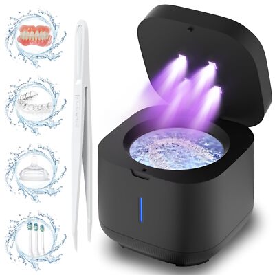 Ultrasonic Retainer Cleaner Machine, Dental Cleaning Pod for Denture, Mouth G...