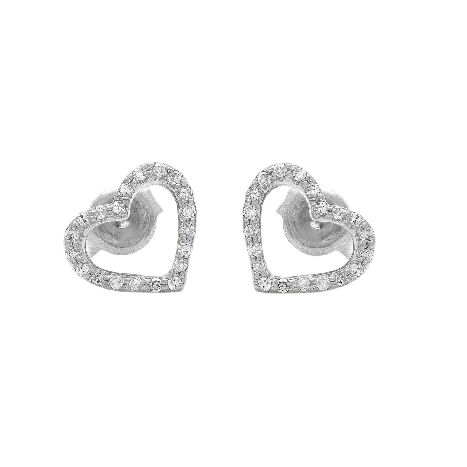 14K Gold 0.20 Ct. Lab-Created Diamond Love Heart Earrings Fine Jewelry