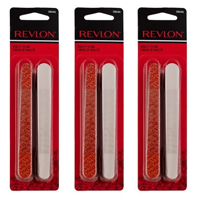 PACK OF 3! Revlon Dual Sided Emery Board Nail Files 24ct, (Total of 72 Files)