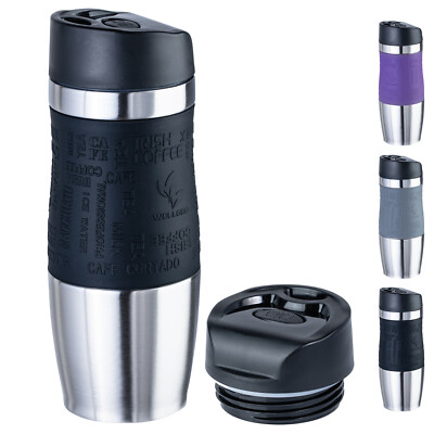 WELLGRO Thermobecher 400ml Extradeckel BPA-frei Isolier Kaffee Becher Travel Mug