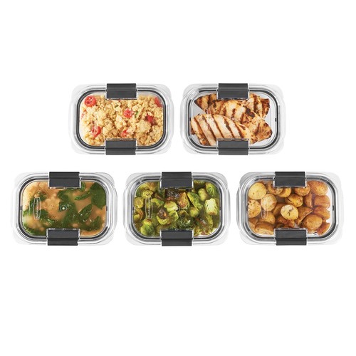 Rubbermaid Brilliance Food Storage Containers, 3.2 Cup 5 Pack, Leak-Proof,