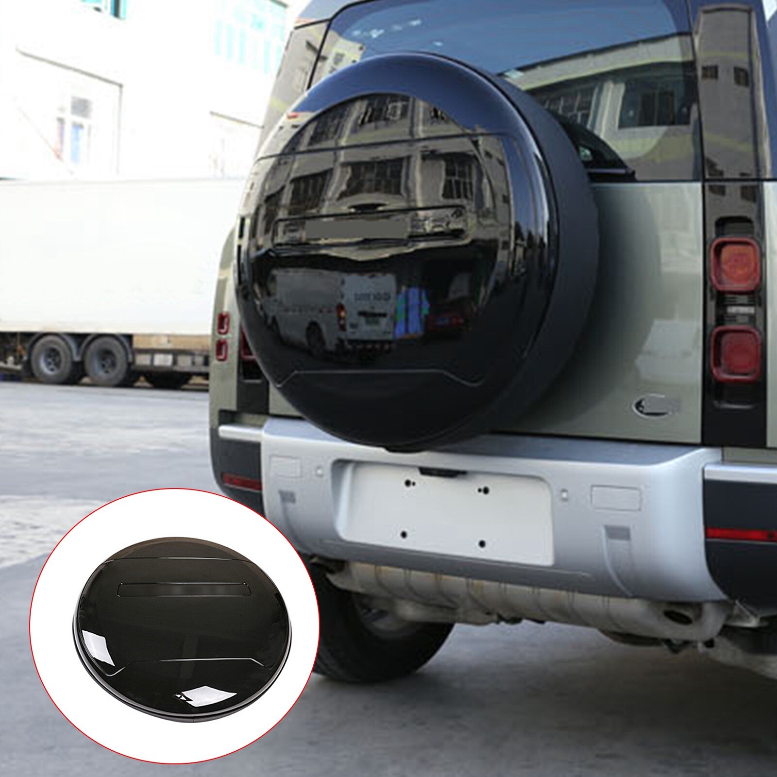 Black ABS Plastic Spare Tire Cover For Land Rover Defender (2020-2023) – Rear Mount