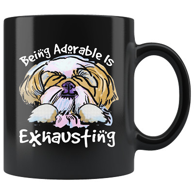 Being Adorable is Exhausting Funny Black Dog Lover Coffee Mug