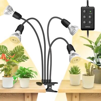 4 Heads LED Grow Light 40W (600W Equiv) Full Spectrum Indoor with Timer SANSI