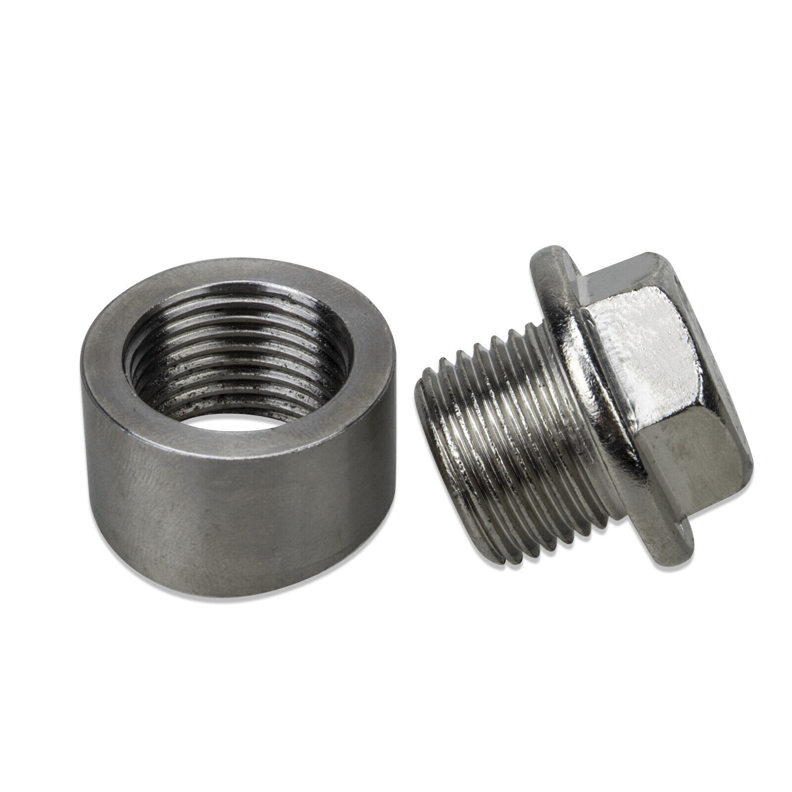 2 Set M18 x 1.5 O2 02 Oxygen Sensor Weld On / In Bung Plug & Nut Cap Kit