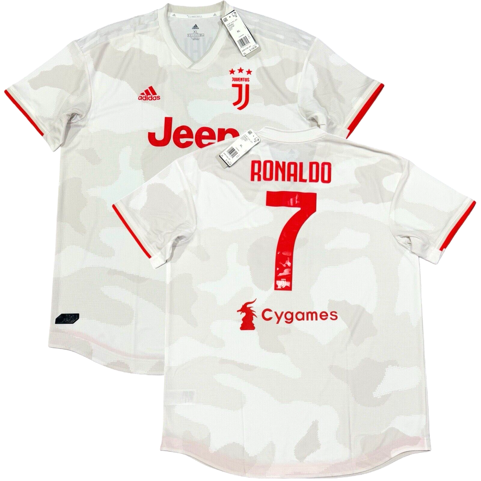 ユベントス 19-20 ロナウド7番 ネーム入り ユニフォーム　adidas 2019/20 Juventus Authentic Away Jersey #7 Ronaldo XL Adidas
