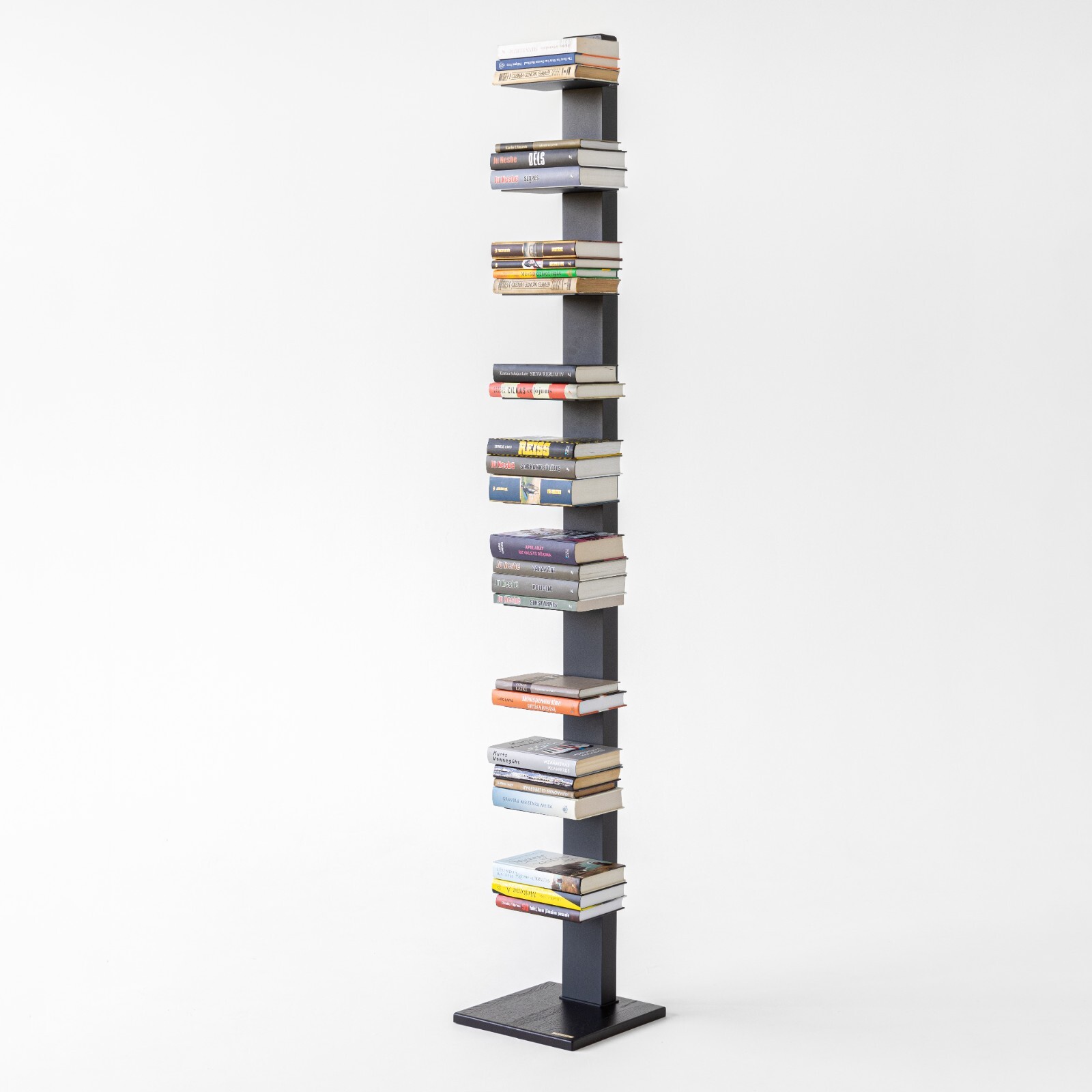 Anthracite & Dark Oak Spine Book Shelf, Book Tower Invisible Anthracite & Dark Oak Spine Book Shelf, Book Tower Invisible