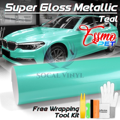 ESSMO PET Super Gloss Metallic Teal Car Vehicle Vinyl Wrap Decal Sticker Paint