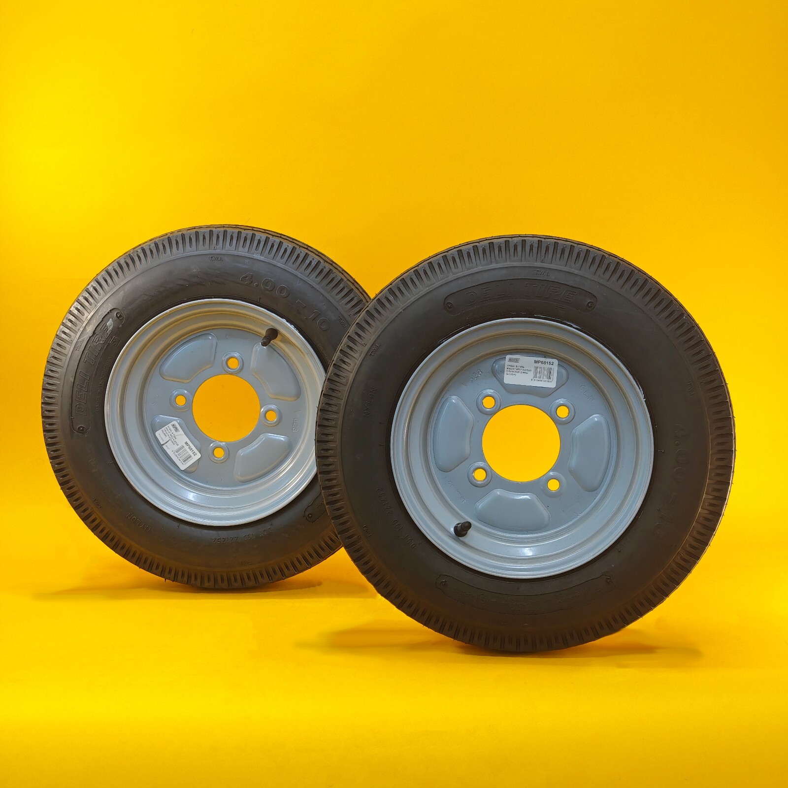 Spare Wheel & Tyre 400x10 for MP6815 Trailer 115mm PCD Silver 10″ Diameter 2Pcs