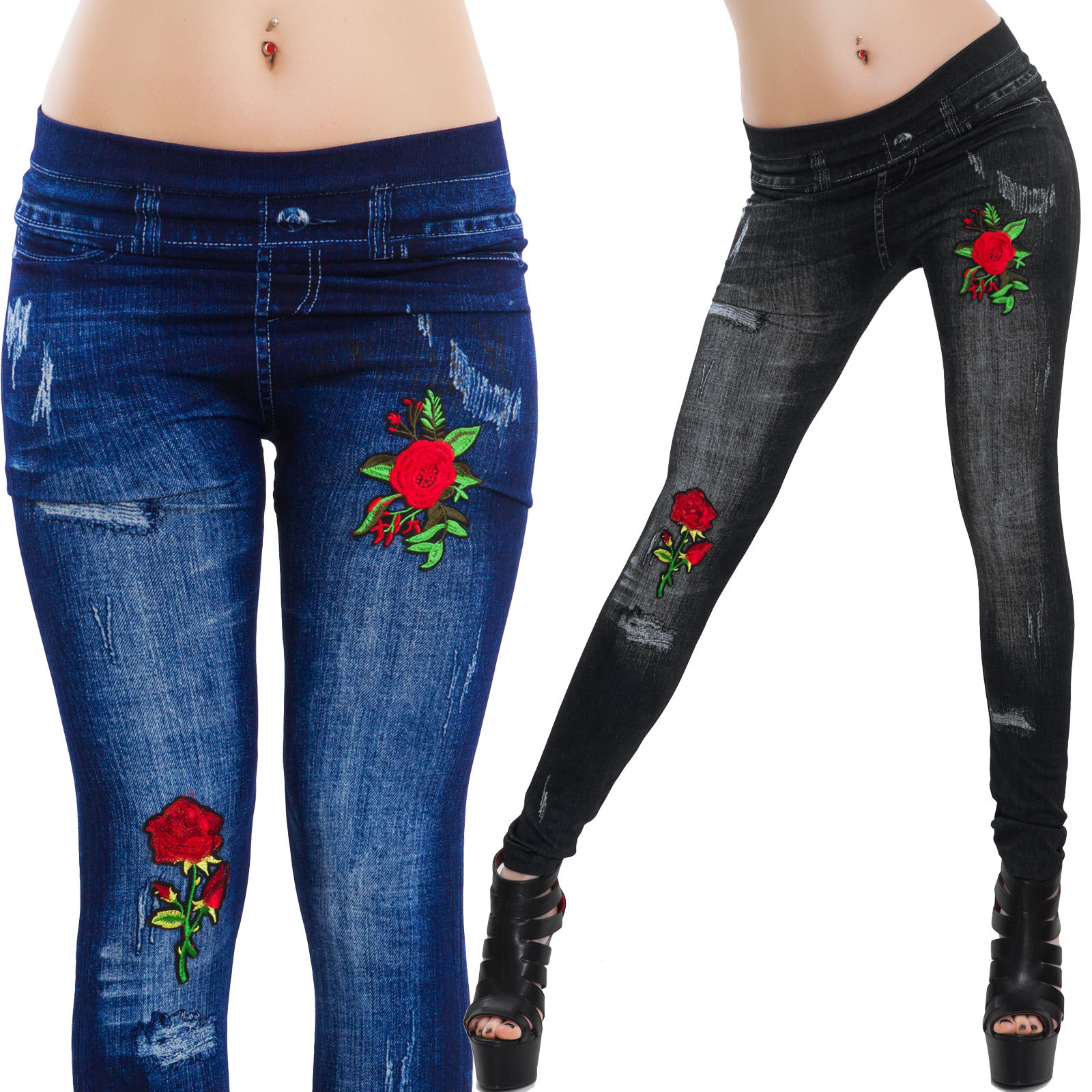 skinny jeans with roses