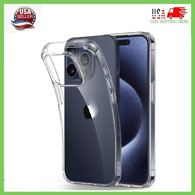 For iPhone 15 14 13 12 11 Pro Max Mini Soft Silicone Clear Cover Shockproof Case