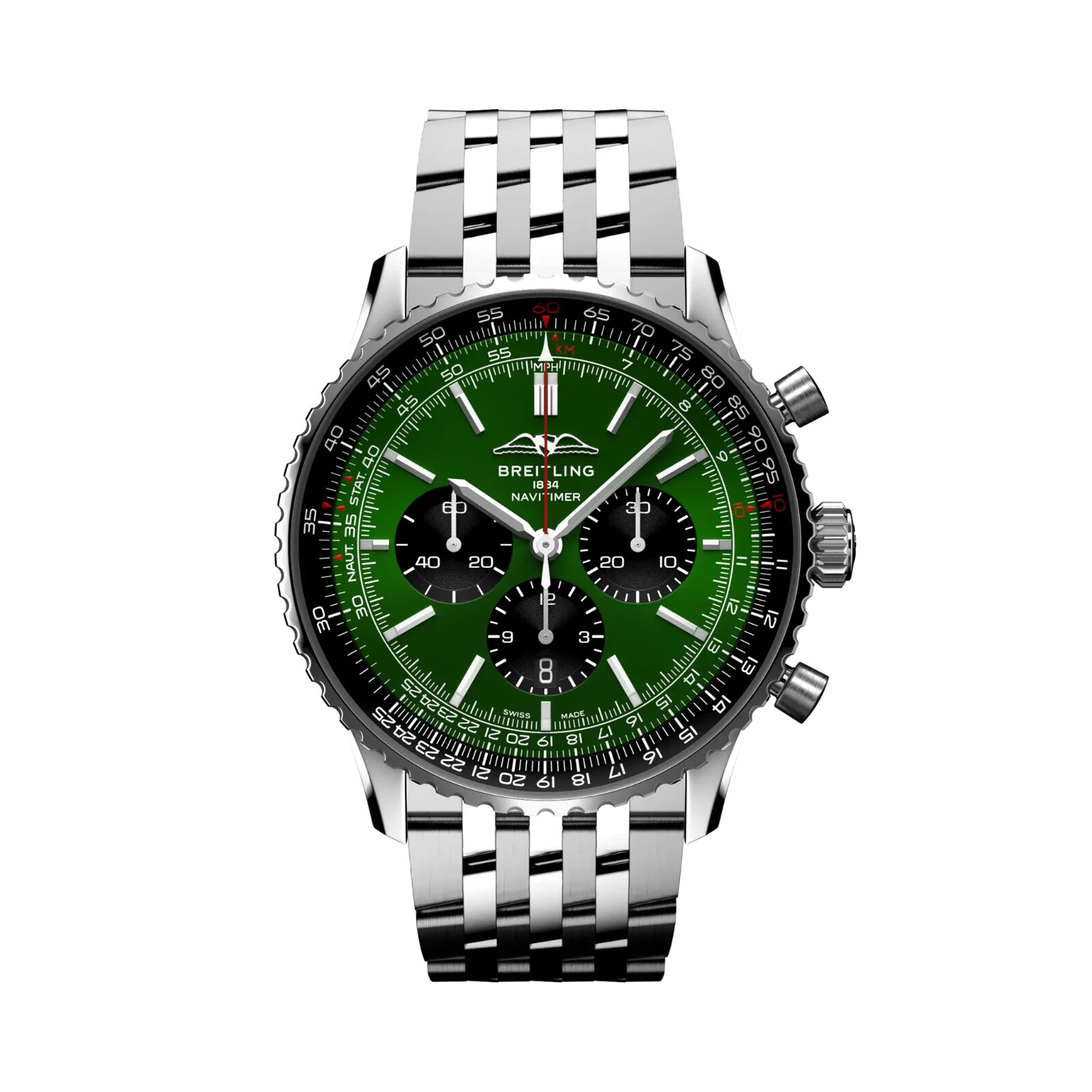 Pre-owned Breitling Navitimer B01 Chronograph 46 Green Dial Watch Ab0137241l1a1