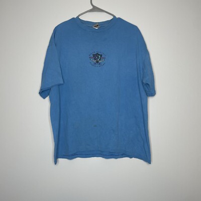 Vtg 90s Ocean Pacific Shirt Single Stitch Planet Wide Surf Surfboard Blue Sz XL
